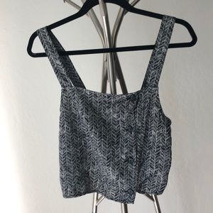 BP black and white flowy tank top w/ side buttons